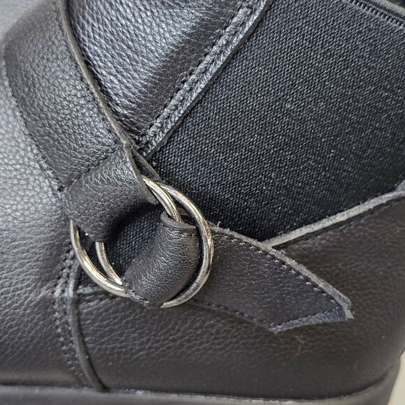 Skechers Womens 6 Arya Mod Squad Black Memory Foam Leather Ankle Wedge Booties - Picture 13 of 15